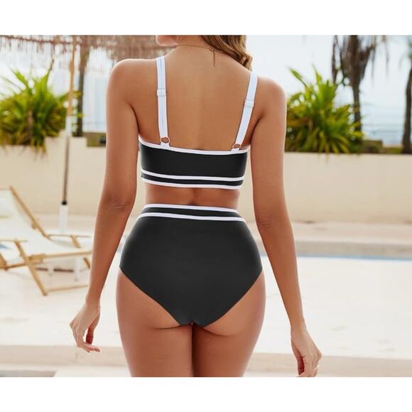 Blooming Jelly Womens High Waist Bikini Sets Sporty Color Block 2pc Swimsuit M.. - Picture 12 of 12